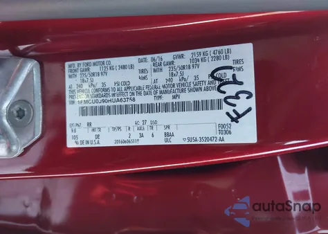 2017 Ford Escape Titanium из США, поврежденный, VIN 1FMCU0J90HUA63758